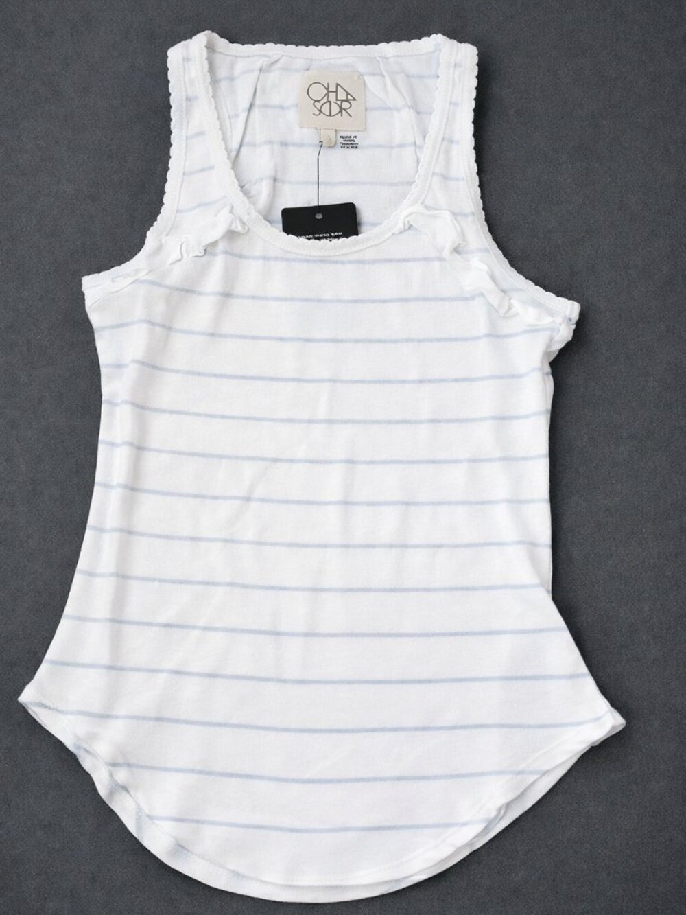 Chaser White Tank Top with Light Gray Stripes NWT Small